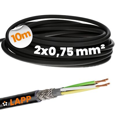 10 Meter Lapp Kabel 1030530 UNITRONIC LiYCY 2x0,75 Schwarz Leitung Litze Kupfer