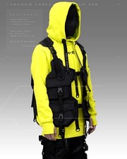 Men's Techwear Green Jacket Vest fleece Pullover Hoodie Holygrail H.G.V.T-01/NG