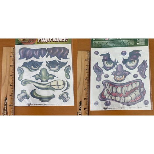 2 Savvi Glow in the Dark Pumpkin Tattoos Pumpkin Face Decorations - 第 1/3 張圖片