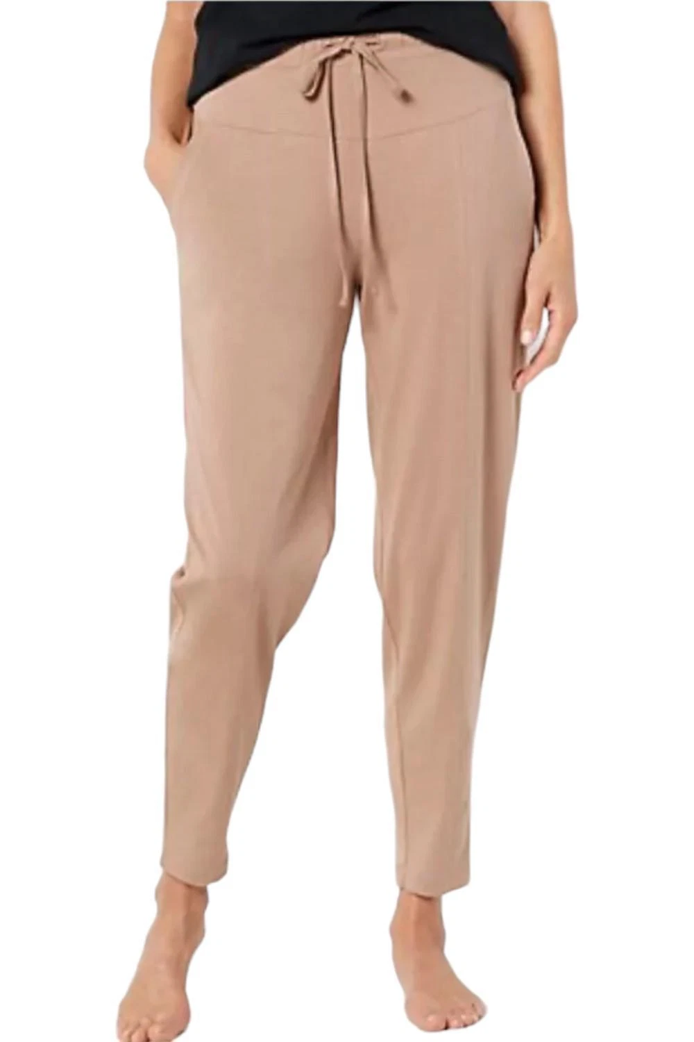 AnyBody Cozy Knit Luxe Jersey Tapered Utility Pant Almond