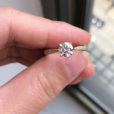 Dainty Round Engagement Ring Pinch Style Wedding Ring Art Deco Ring Promise Ring