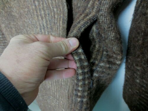 French Connection Wool Tweed Coat M women Alpaca Mohair blend brown fuzzy plaid - Picture 6 of 10