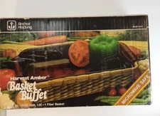 Vintage Anchor Hocking Harvest Amber Basket Buffet Utility Dish 1.5 QT Glass   