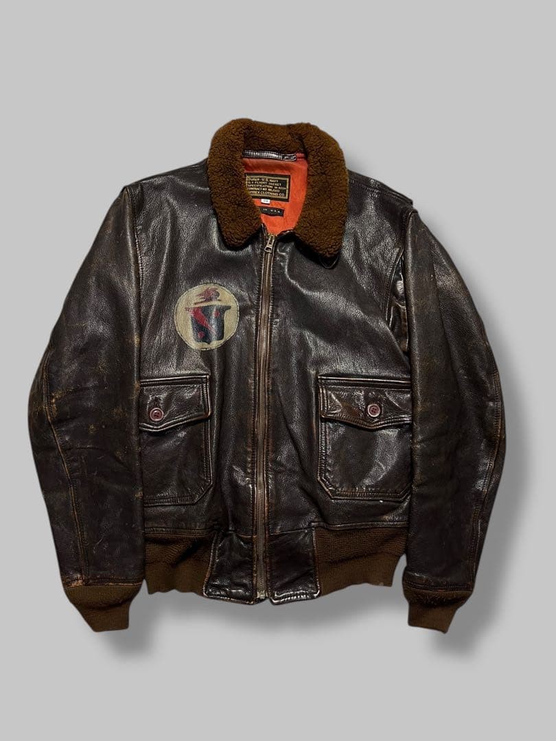 AVIREX Lonesome Angel G-1 Leather Flight Jacket USA Brown Limited