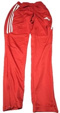 Adidas Track Pants Mens Small Red 3-Stripes Knit Athletic Soccer Joggers Workout