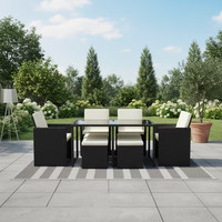 8 Seater Rattan Garden Furniture Cube Set Outdoor Patio Table & Chairs