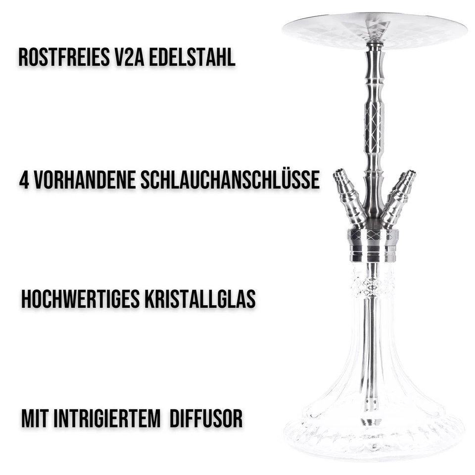 Luna Hookah Adamaris 2.0 Shisha Wasserpfeife Edelstahl Komplettset Edles Design - Bild 3 von 4