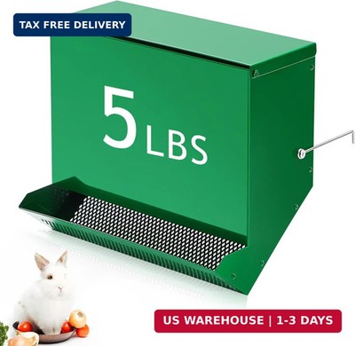 No-Waste Metal Rabbit Feeder for Cages, Large Hanging Food Dispenser with Mesh B