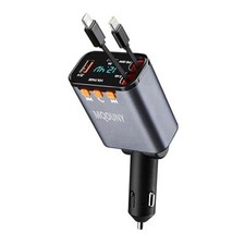 Retractable Car Charger,5 in 1 Fast Cars Phone Charger 60w,Bluetooth 5.3 FM