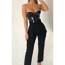 House of CB Alicia Black Flap Trousers Workwear Black Tie Size Small