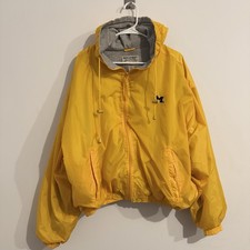 VINTAGE Michigan Wolverines Jacket Maize Steve  Barrys Rain Coat Size Large