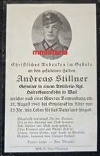 Sterbebild WWII Gefreiter Gmund am Tegernsee Artillerie Regt. Jelnja Russland