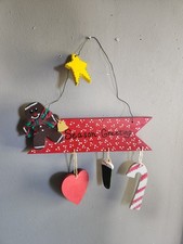 Wooden Wall Hanging Christmas Decoration "Seasons Greetings" Gingerbread Man 17"