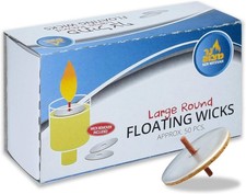 Ner Mitzvah Round Floating Wicks - 50 Count Approx. , Large Cotton Wicks and