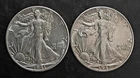 2 COINS  -  1941 & 1942 90% SILVER 50c Walking Liberty Half Dollars        #5622