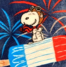 Peanuts Snoopy Flying Ace Red Baron Bomb Pop Throw Blanket Blue 60x70