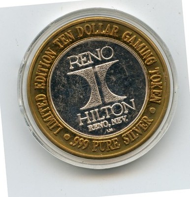 10.00 Silver Strike from the Reno Hilton Casino Reno Nevada .999 LM T-6 Texan