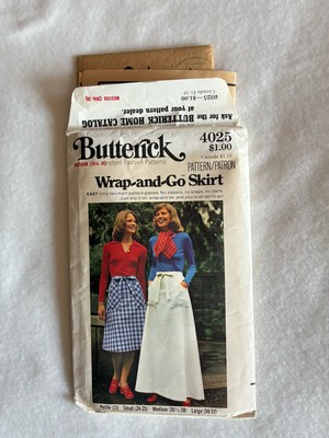 Vintage 70s Butterick Pattern 4025 Misses Wrap And Go Skirt Sz M Uncut