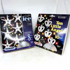 The Beadery 2 Vintage Christmas Ornament Bead Craft Kits Angels Ice Stars NOS