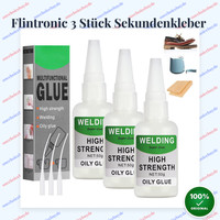 flintronic 3 StüCk Sekundenkleber Extra Stark, 50G MäChtiger Universalkleber, Sc