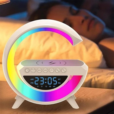 Multifunktionales Bluetooth Atmosphäre LED Licht kabelloses Laden und Uhr