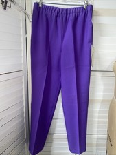 New Vintage 70s 80s Straight Leg Pants Slacks Women  s Purple Poly Pull On Large