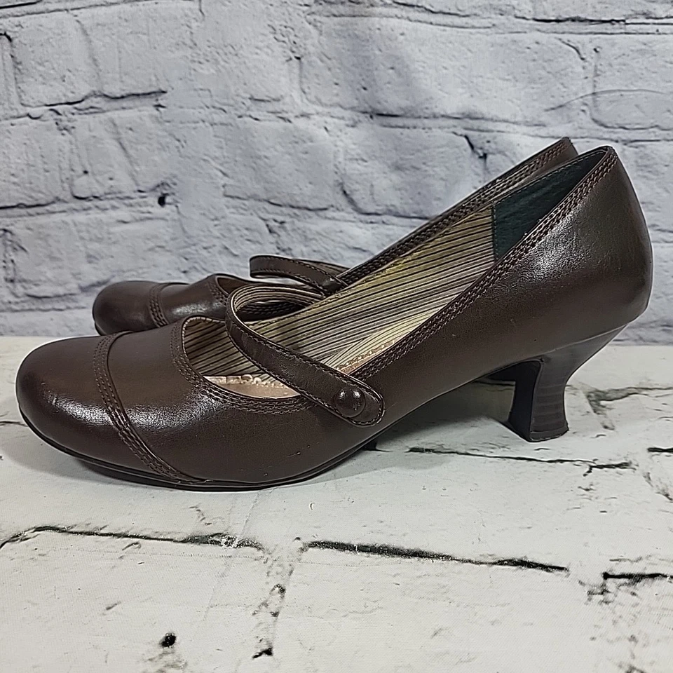 Vintage Mudd Y2K Mary-Jane Pumps Heels Shoes Brown Vegan Size 9.5M Flaw - Image 3 of 4
