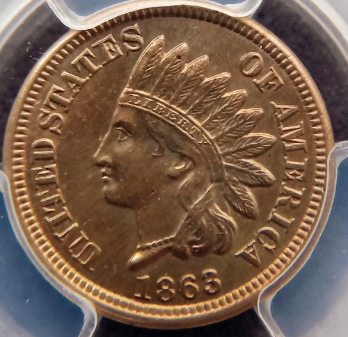 1863 Indian Head Cent 1c High Grade AU Details PCGS
