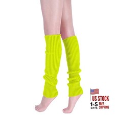 Leg Warmers for Women 80s Ribbed Knit Leg Warmers One Size Fluorescent Yellow