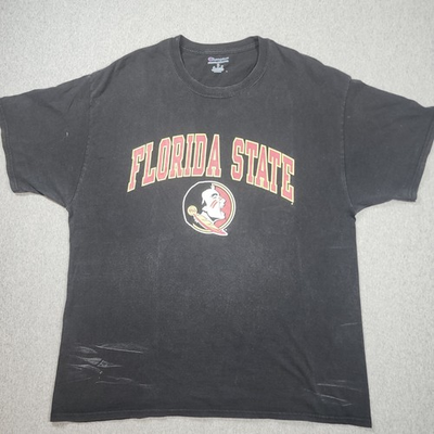 #ad #ad Champion Florida State T Shirt Mens XL Black Fair FSU Seminoles NCAA Graphic $9.99