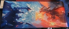 34x15 "Pokemon Like" Full Desk Mouse Pad Fantasy Dragons Fire Ice