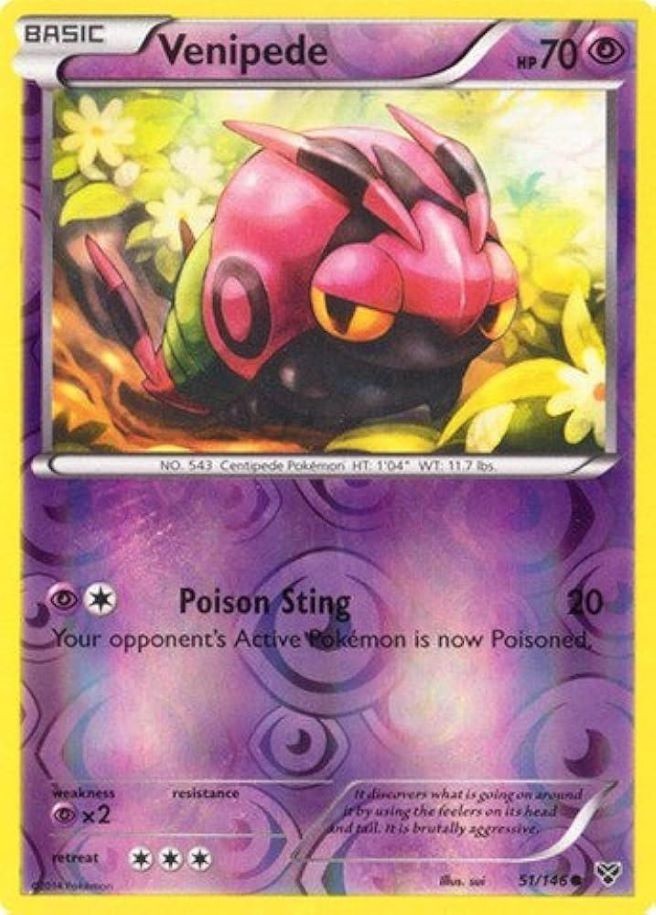 1x Venipede | XY Base Set | 51/146 | Common | Reverse Holo | LP | Pokemon