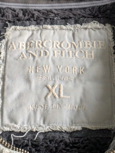 Y2K Abercrombie & Fitch Wolf Jaw Jacket Fur Lined XL Worn Thrashed Hoodie Gray image 6