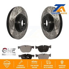 Front Coated Drilled Slotted Disc Brake Rotors And Ceramic Pad Kit For BMW X5 X6