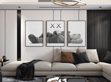 Set of 3 Family Relax Kaws Art pieces canvas wall home decor Portrait Gallery