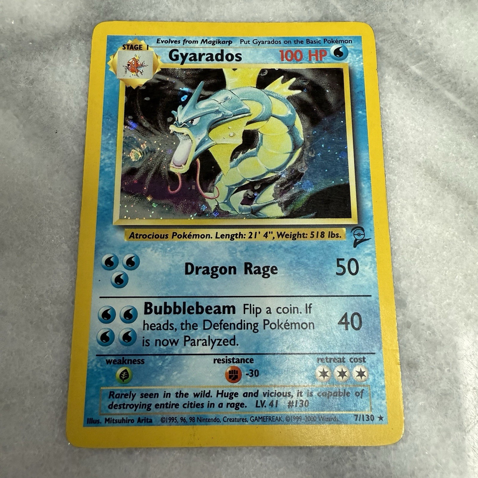 Gyarados 7/130 Base Set 2 2000 Holo Rare WOTC Pokémon Card TCG