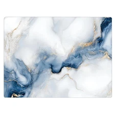 White Blue Cloudy Agate Marble Kitchen Glass Cutting Board Ocean Decorative G...