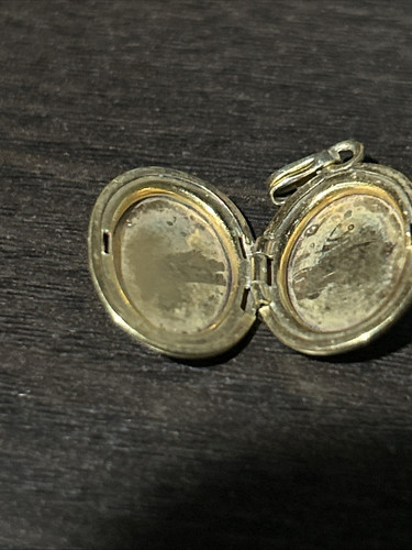 Vintage Gold gefüllt Foto kleines Medaillon/Anhänger ovale Form mit floraler Radierung - Bild 7 von 11