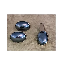 Vintage Hematite and Gold Tone Cufflinks and Tie Bar