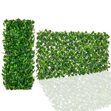 Exp&able Fence Privacy Screen Decorative Faux Ivy Fencing Panel for Backdrop
