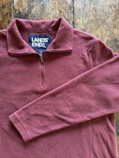 Lands End Pullover Fleece Jacket Youth S 6-8 Maroon Red 1/4 Zip Outdoors