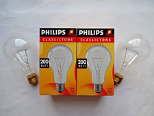 2x Philips 200w E27 ES Edison Screw Incandescent Bulbs Old Fashioned Type Lamps
