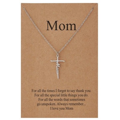 Mom Cross Necklace for Women  Birthday Gifts for Mom, Religious Christian Jew...