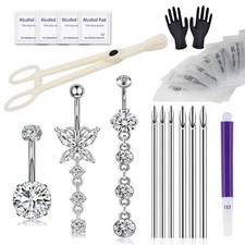 Belly Button Piercing Kit 17PCS - Body Piercing Kit with Navel Rings Piercing...