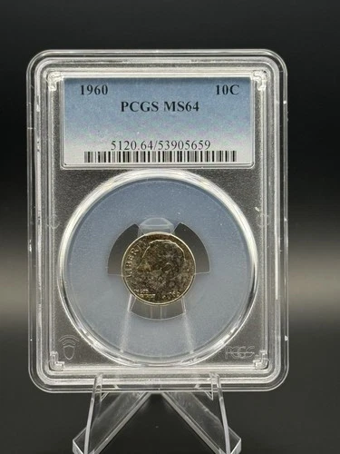 1960 90% SILVER PCGS MS64 ROOSEVELT DIME BEAUTIFUL slightly Toned Dime