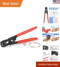 Ergonomic Ratcheting PEX Cinch Tool for Clamping 3/8 to 1-Inch Steel Connections