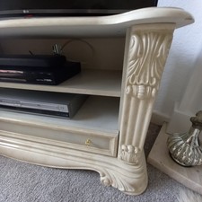 TV Cabinet, Elizabethan Italian Cream Marble  Effect. 