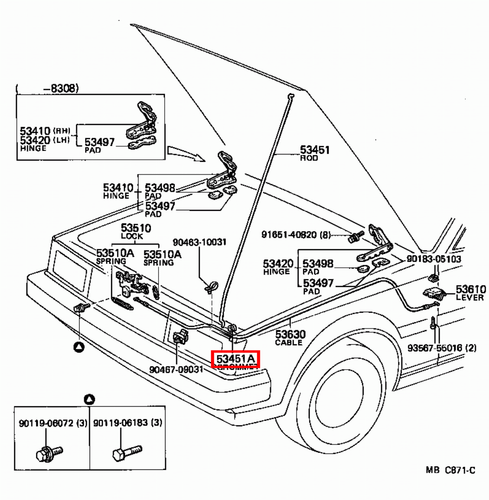 Genuine Toyota LandCruiser 80 60 Series FJ FZJ HJ BJ Bonnet Support Rod Grommet - Picture 19 of 20