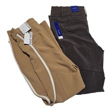 LOT Of 2 Flat Front Pants Size 10 Nine West Tan / Apt 9 Brown Casual Career NEW