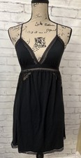 Victoria  s Secret Size Med Black Stretch Racerback Lace Cut Outs Nightgown